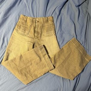 Anthropologie Maeve The Colette Denim wide-leg cropped pants (size 27, tan)